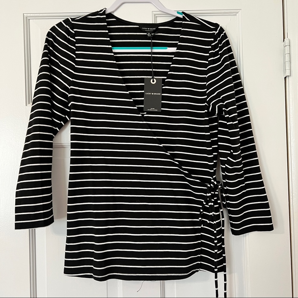 Lucky brand, new with tags, striped wrap top.